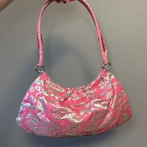 EUC - Kate Spade Spring 2005 Collection Brocade Pink/Silver Bag w/ Emboss Handle